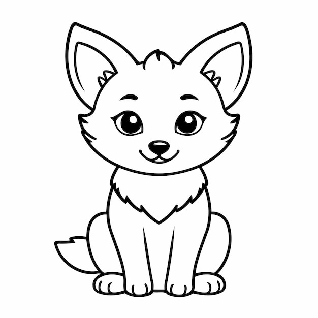 Vector cute vector illustration jackal hand drawn for kids page