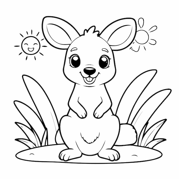 Cute vector illustration Kangaroo colouring page for kids