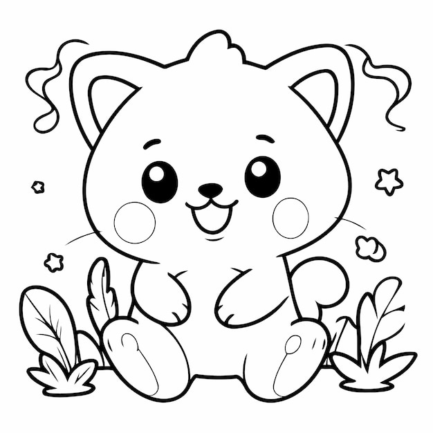 Vector cute vector illustration kawaii hand drawn for kids coloring page