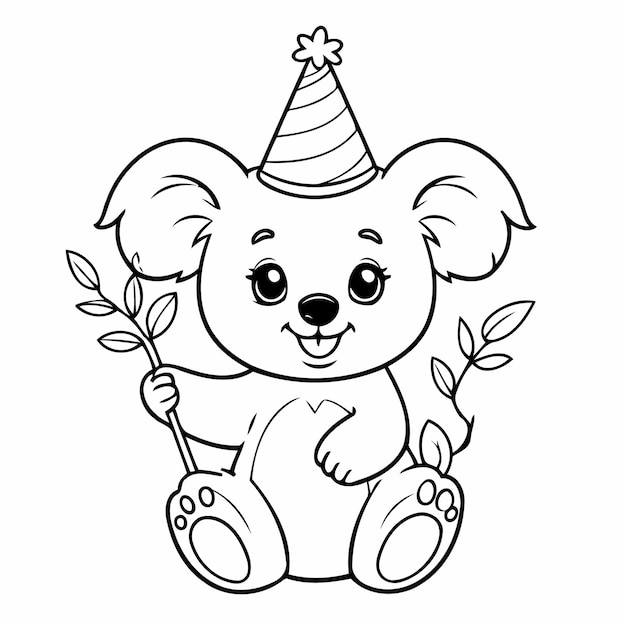 Cute vector illustration koala for kids colouring page