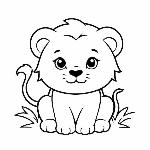 Cute vector illustration Lion hand drawn for toddlers