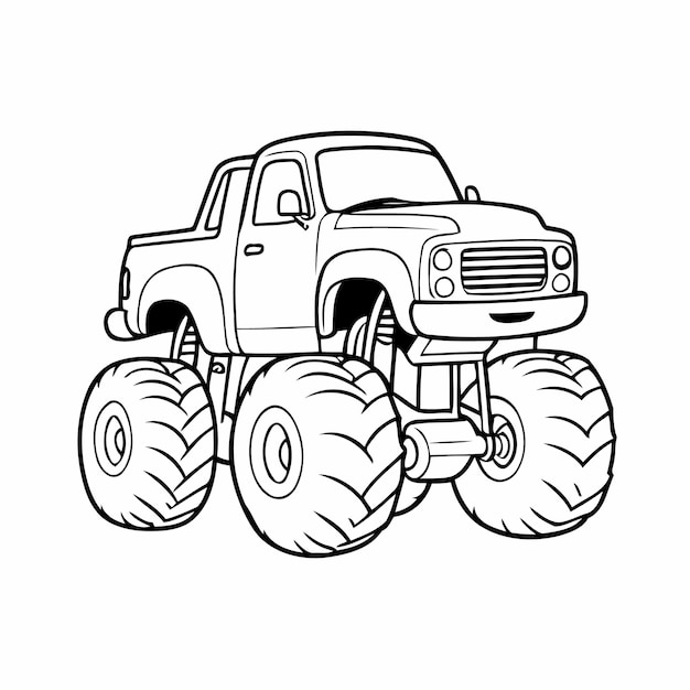 Cute vector illustration Monster Truck for toddlers colouring page