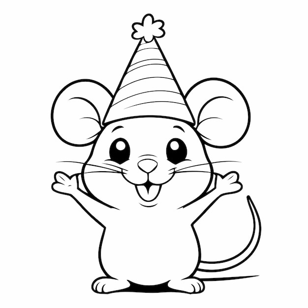 Cute vector illustration mouse drawing for kids colouring activity