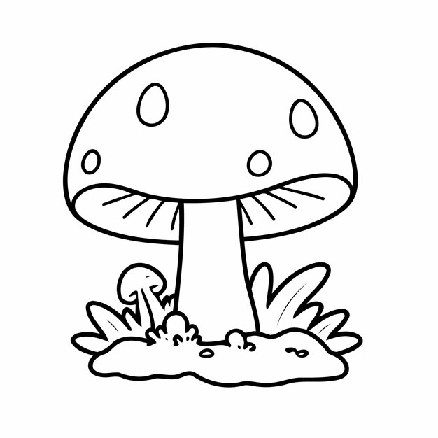 Vector cute vector illustration mushroom doodle for kids colouring page