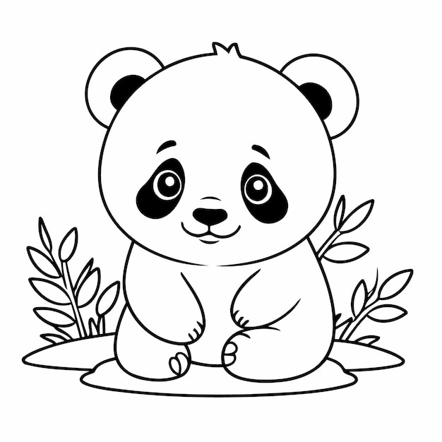 Vector cute vector illustration panda hand drawn for toddlers