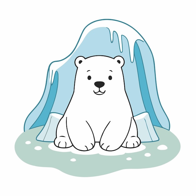 Cute vector illustration of a Polarbear for toddlers