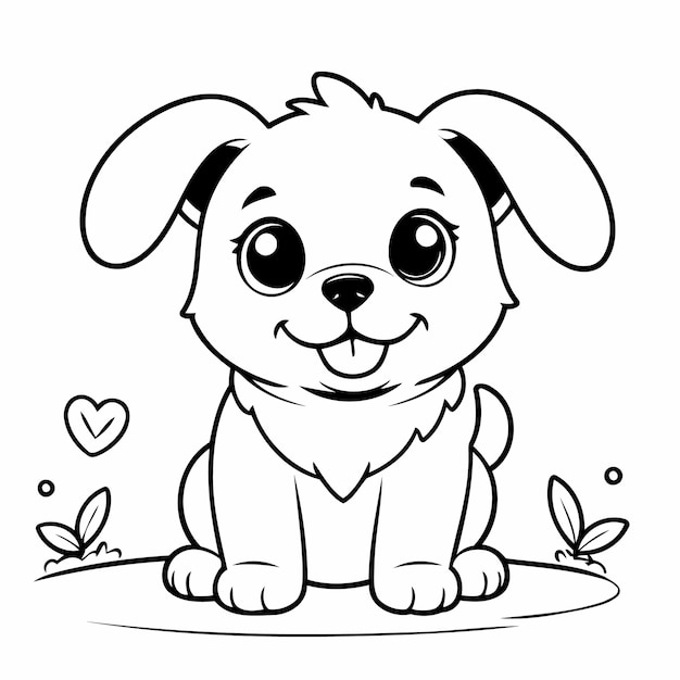 Cute vector illustration Puppy hand drawn for kids coloring page