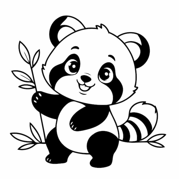 Cute vector illustration RedPanda for kids coloring activity page