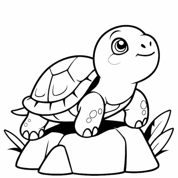 Cute vector illustration Turtle colouring page for kids