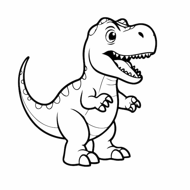 Cute vector illustration Tyrannosaurus colouring page for kids