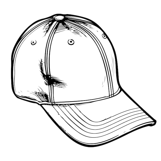 Cute vector outline illustration of baseball cap