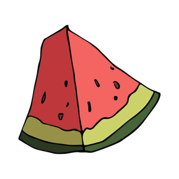 Cute vector watermelon clipart Hand drawn watermelon slice icon Fruit illustration