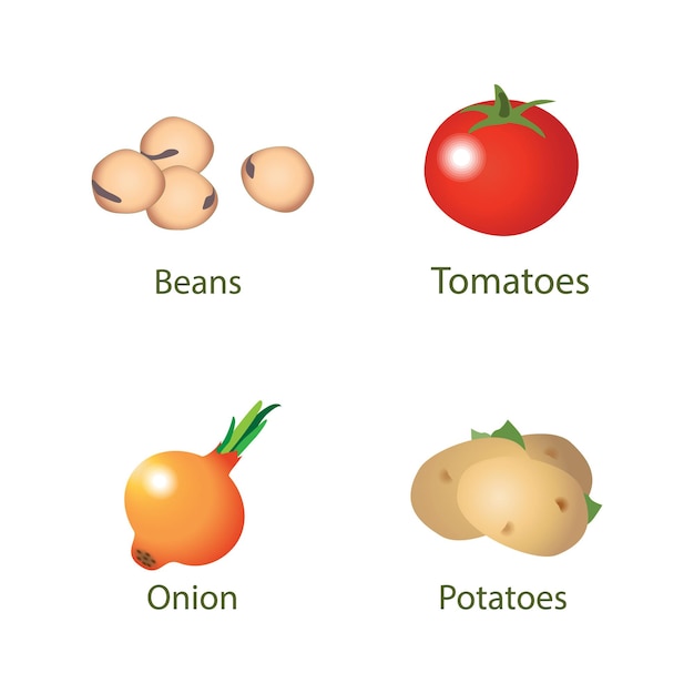 Cute vegetables Gardening set vector flat icons