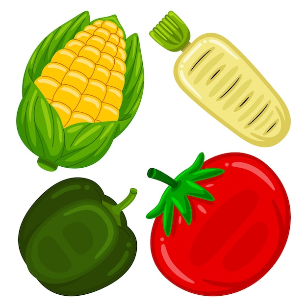 Cute Vegetables Vector Illustration