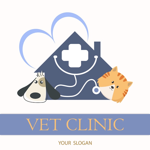 Vector cute vet clinic logo