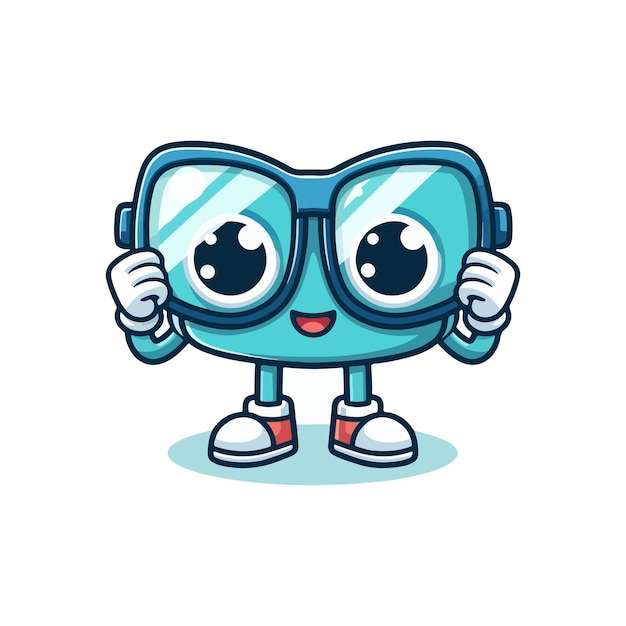 Cute vision glasses technology cartoon vector icon illustration technology object isolated flat