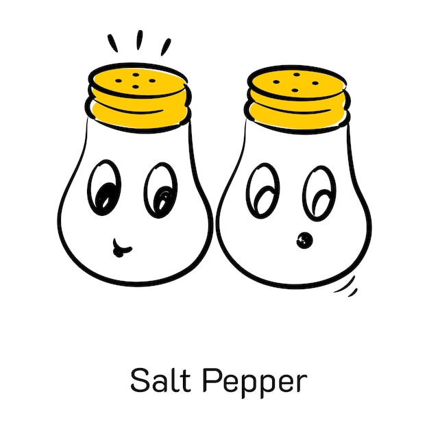 A cute visually appealing doodle icon of salt pepper