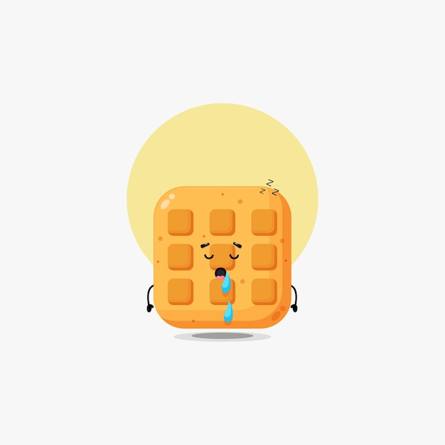 Cute waffle character sleeping