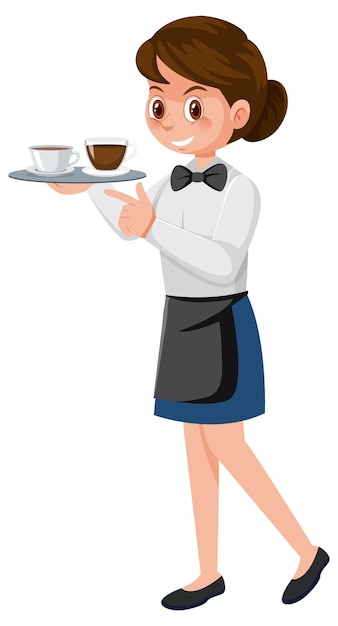 Cute waitress serving coffee