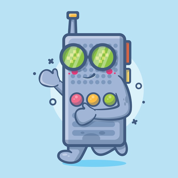 cute walkie talkie character mascot running isolated cartoon in flat style design