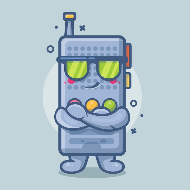 cute walkie talkie character mascot with cool expression isolated cartoon in flat style design