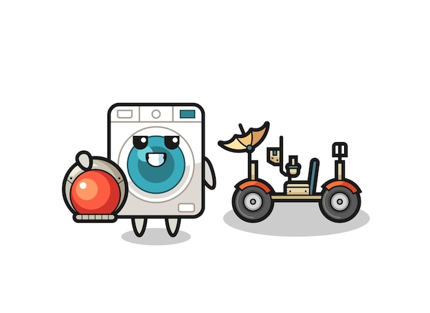 The cute washing machine as astronaut with a lunar rover