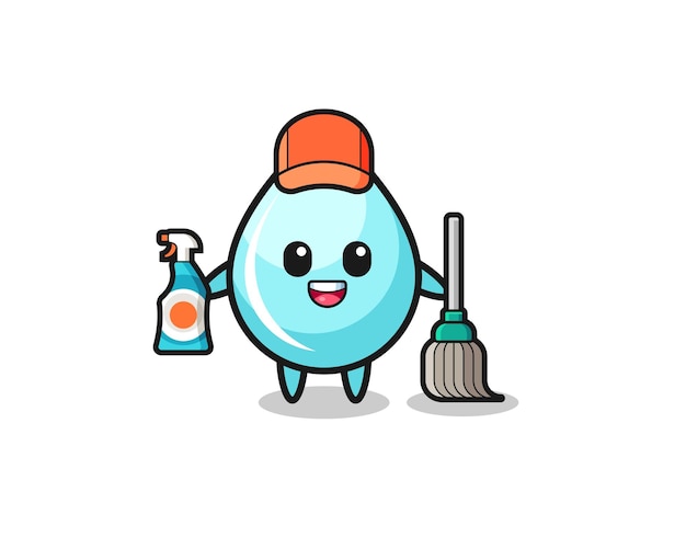 Cute water drop character as cleaning services mascot , cute design