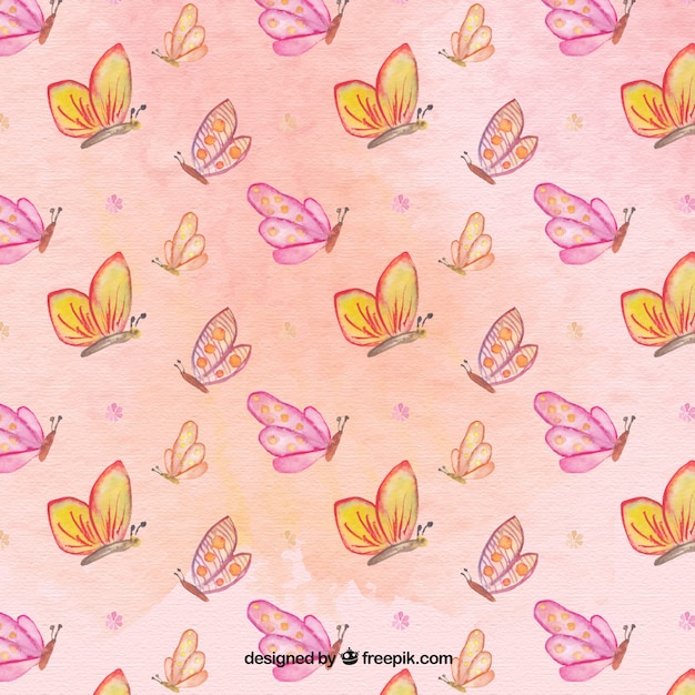 Vector cute watercolor butterflies pattern