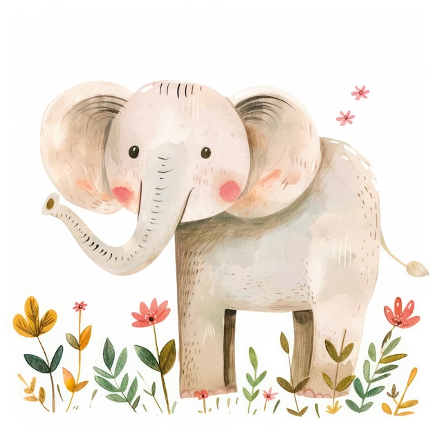 Cute watercolor elephant illustration