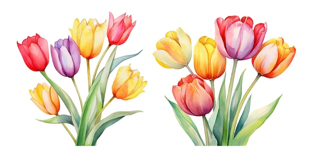 Cute Watercolor tulips pack