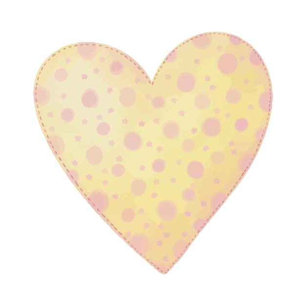 Cute watercolor yellow heart