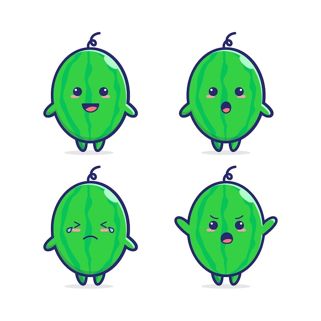 Cute watermelon character set of   illustration