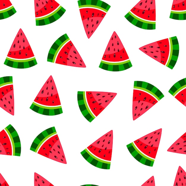 Cute watermelon pattern. seamless background of slices ripe watermelon