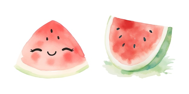 cute watermelon watercolor vector illustration