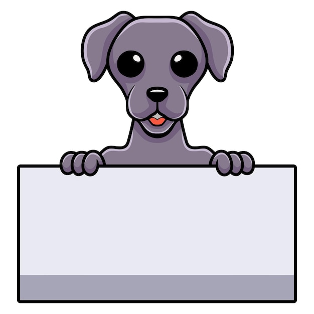 Cute weimaraner dog cartoon holding blank sign