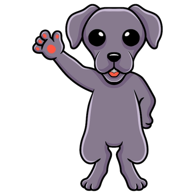 Cute weimaraner dog cartoon waving hand