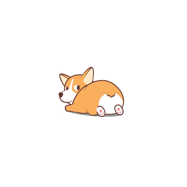 Cute welsh corgi looking back vector illustration 