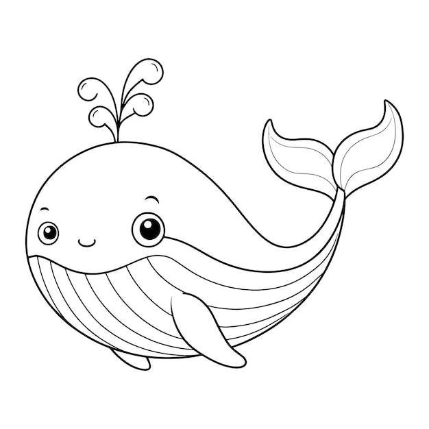 Vector a cute whale cartoon coloring page vector for kids