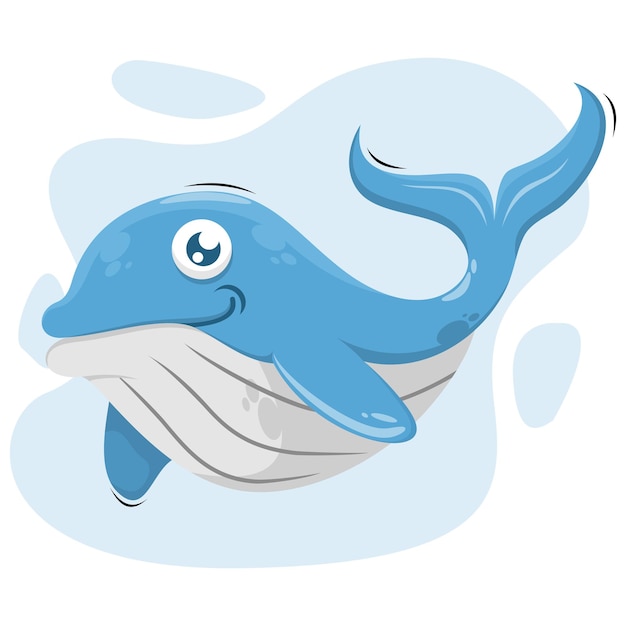 cute whale illustration logo design