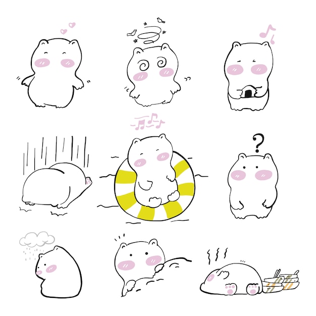 Cute white bear character design 