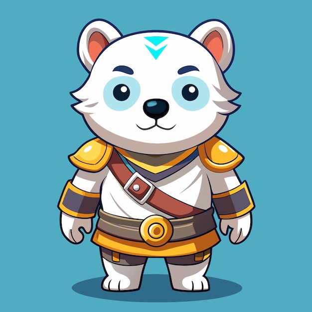 Cute White Bear in Gold Armor