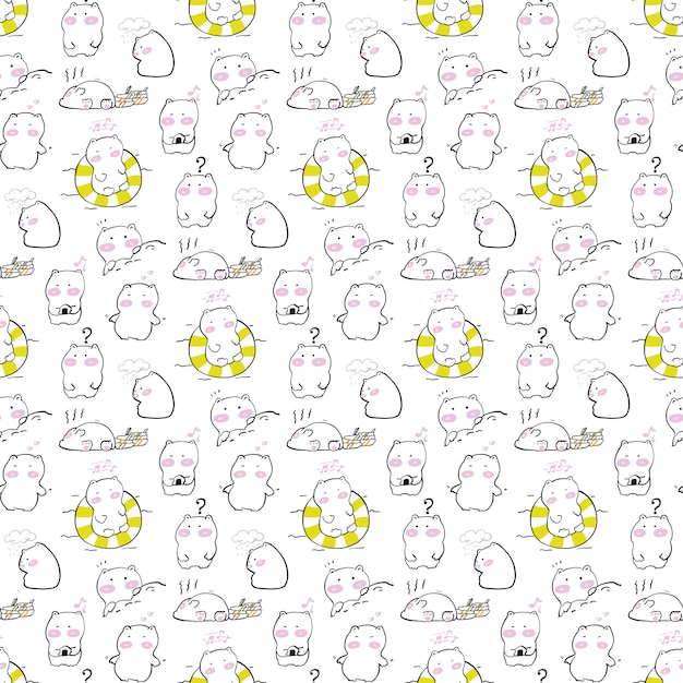 Cute white bear seamless pattern