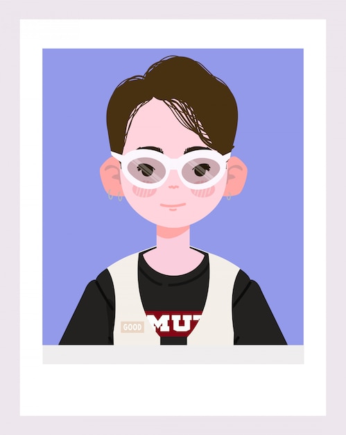 Cute White Boy Or Asian Boy Illustration.