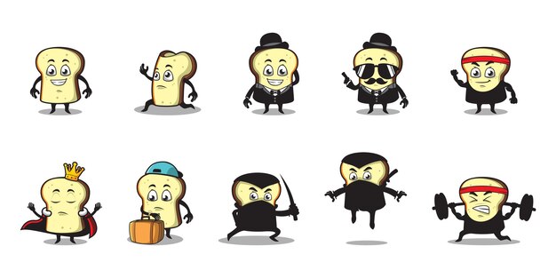 cute white bread cartoon character design