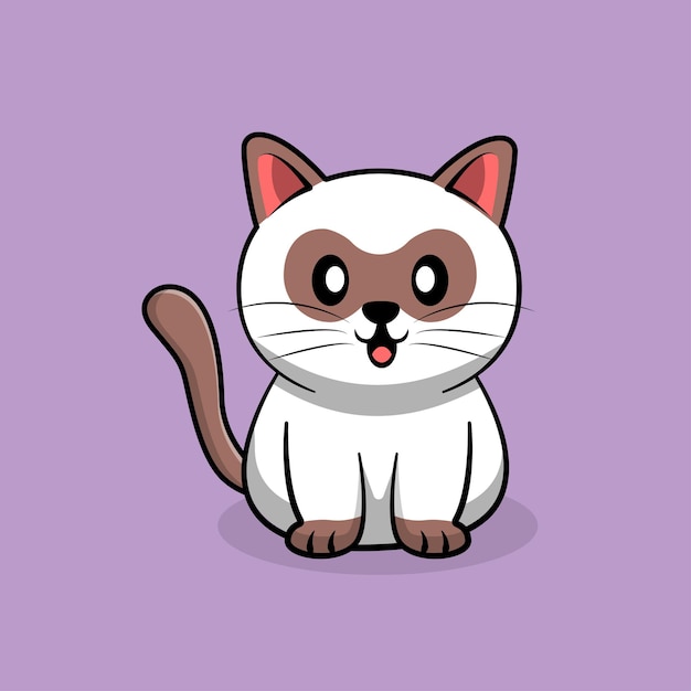 Cute white cat cartoon isolated on purple