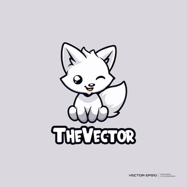 Cute white dog vector logo character cartoon illustration eps10