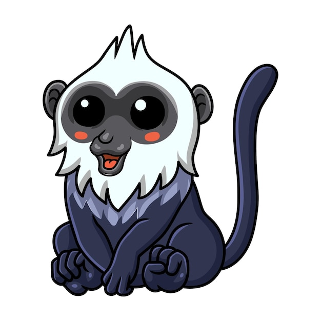 Cute white headed langur cartoon sitting