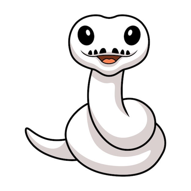 Cute white leucistic ball python snake cartoon