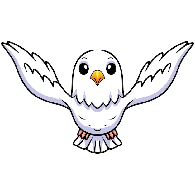 Cute white love bird cartoon flying