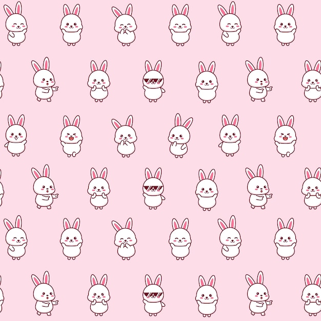 Cute white and pink bunny seamless pattern design Animal illustration